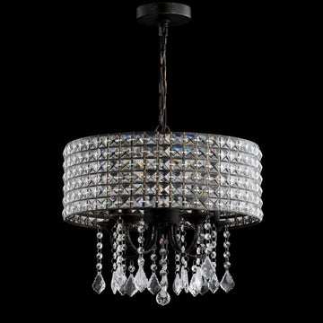 Reese 17" Metal/Crystal Adjustable LED Drop Chandelier - JONATHAN Y